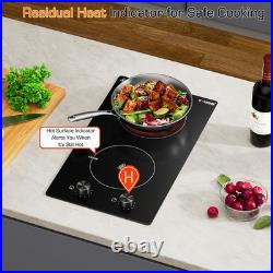 Built-in Electric Ceramic Cooktop Stove 12 in With 2 Burner 110V Black 1800W MAX
