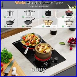 Built-in Electric Ceramic Cooktop Stove 12 in With 2 Burner 110V Black 1800W MAX