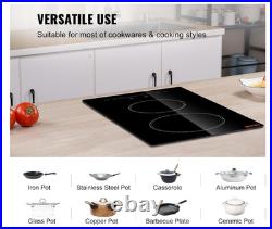 Built in Electric Stove Top, 12 Inch 2 Burners, 240V Glass Radiant Cooktop with