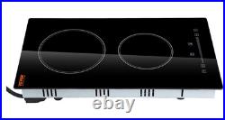 Built in Electric Stove Top, 12 Inch 2 Burners, 240V Glass Radiant Cooktop with
