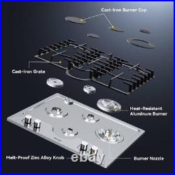 Built-in Gas Cooktop Gas Stove Top 12/24/30/36 In 2/4 Burners Dual Fuel NG/LPG