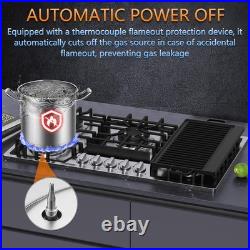 Built-in Gas Cooktop Propane Stove Top 36in 5 Burner Dual Fuel with Griddle NG/LPG