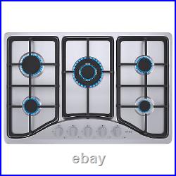 Built-in Gas Cooktop Stainless Steel/Glass Support LPG/NG Drop-in Hob Cooker US