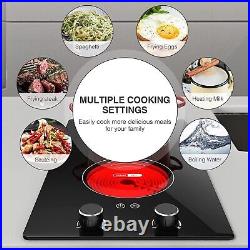 VBGK 12-inch Built-In Electric Cooktop – 2 Burners 110V – Ceramic Glass With Knob Controls – Model DT2W-1