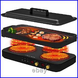 COOKTRON 1800W 230V Portable Double Burner Electric Induction Cooktop withGriddle