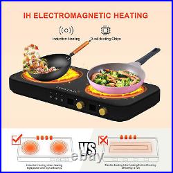 COOKTRON 1800W 230V Portable Double Burner Electric Induction Cooktop withGriddle