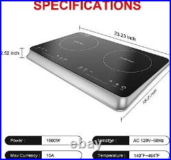 COOKTRON Odorless Double Induction Cooktop Burner, 1800W