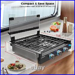 Camplux 12/21 Propane Gas Cooktop 2/3 Burners withCover for RV Camper Trailers