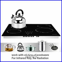 Ceramic Cooktop, Built-in 4 Burners Electric Stove Electric Cooker Hob black 4