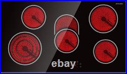Ceramic Electric Cooktop 36 Inch 5 Radiant Burners with Timer & 9 Heat Levels