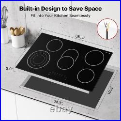 Ceramic Electric Cooktop 36 Inch 5 Radiant Burners with Timer & 9 Heat Levels