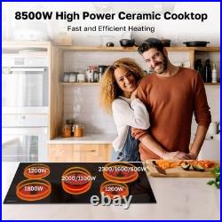 Ceramic Electric Cooktop 36 Inch 5 Radiant Burners with Timer & 9 Heat Levels