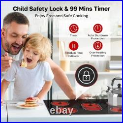 Ceramic Electric Cooktop 36 Inch 5 Radiant Burners with Timer & 9 Heat Levels