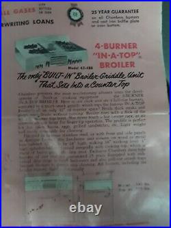 Chambers Model 42-4BB 4-Burner in-a-top broiler 42 stove top /broiler
