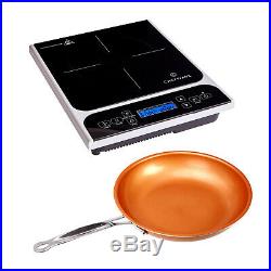 ChefWave LCD 1800W Portable Induction Cooktop with Safety Lock, Bonus 10in Fry Pan