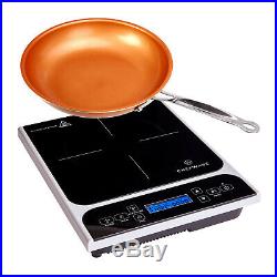 ChefWave LCD 1800W Portable Induction Cooktop with Safety Lock, Bonus 10in Fry Pan