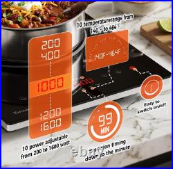 Cocina de Inducción 1600W Portátil con Bloqueo Infantil y 10 Niveles, Bloqueo In