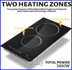 Cocina eléctrica empotrable 2 quemadores 12 3000W bloqueo infantil