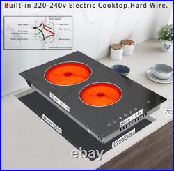 Cocina eléctrica empotrable 2 quemadores 12 3000W bloqueo infantil