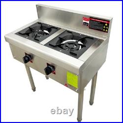 Commercial Gas Stove Double Burner 2 Propane Cooktop Flame Protection 4.5kW