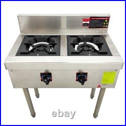 Commercial Gas Stove Double Burner 2 Propane Cooktop Flame Protection 4.5kW