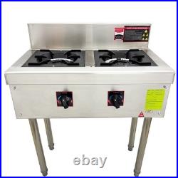Commercial Gas Stove Double Burner 2 Propane Cooktop Flame Protection 4.5kW