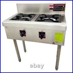 Commercial Gas Stove Double Burner 2 Propane Cooktop Flame Protection 4.5kW