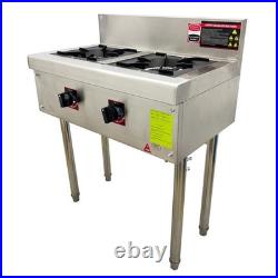 Commercial Gas Stove Double Burner 2 Propane Cooktop Flame Protection 4.5kW
