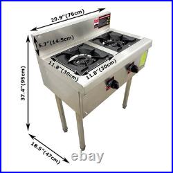Commercial Gas Stove Double Burner 2 Propane Cooktop Flame Protection 4.5kW