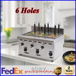 Commercial Noodle Pasta Ramen Cooker 6 Holes LPG Propane Gas Maker With 2 Tanks