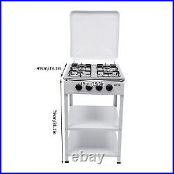 Commercial Restaurant Kitchen Stand 4 Burners Cooking Gas Stove Set With Cover