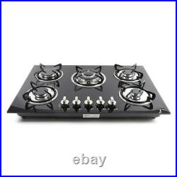 Cook Top 30 Inch Tempered Glass 5 Burner Stove NG LPG Gas + Flameout Protection