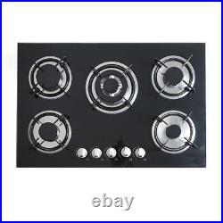 Cook Top 30 Inch Tempered Glass 5 Burner Stove NG LPG Gas + Flameout Protection