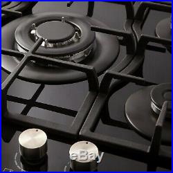 Cooke & Lewis CLGOGUIT5 5 Burner Black Glass Gas Hob, (W)750mm NO42217