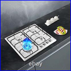 Cooktop Stainless Steel Gas Stove Silver 4-Burners Built in Gas CookTop NG/LPG
