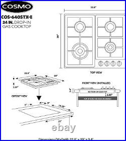 Cosmo 24 in. Gas Cooktop with 4 Sealed Burners, Drop-In Counter-Top Cooker