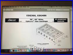 Dacor ESG366 Stainless Steel 36 in. Natural Gas Cooktop Preowned Pickup Only