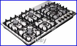 Deli-kit 34'' gas cooktop dual fuel sealed 5 burners gas hob stainless steel