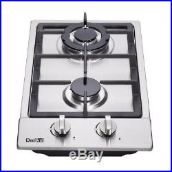 Delikit A 12 2 burners gas cooktop gas hob NG/LPG dual fuel sealed S. S panel