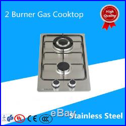 Double 2 Burner Cooktop Range Black Gas Stove Manual Ignition High Efficiency