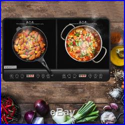 Double Countertop Burner Digital Induction Cooker Stainless Steel 1800W Black