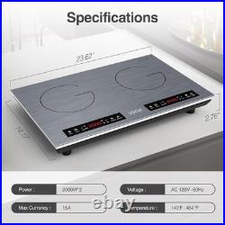Double Induction Cooktop, 24 inch 4000W Electric cooktop with hot plate, indu