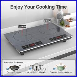 Double Induction Cooktop, 24 inch 4000W Electric cooktop with hot plate, indu