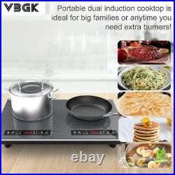 Double Induction Cooktop, 24 inch 4000W Electric cooktop with hot plate, indu
