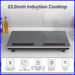 Double Induction Cooktop, 24 inch 4000W Electric cooktop with hot plate, indu
