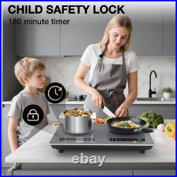 Double Induction Cooktop, 24 inch 4000W Electric cooktop with hot plate, indu