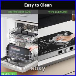 Double Induction Cooktop with Removable Griddle Pan Non-Stick, 1800W 2 Burner Po