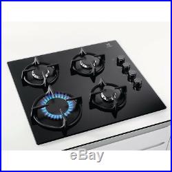 ELECTROLUX EGG6407K 60cm Built-in Black Glass Kitchen Gas Hob New