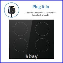 ElectriQ 60cm 4 Zone 13amp Touch Control Induction Hob Plug in and eiQ60INDTP