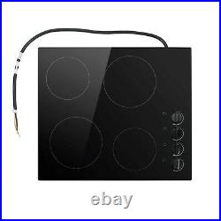 ElectriQ 60cm 4 Zone Black Glass Ceramic Hob With Knob Control